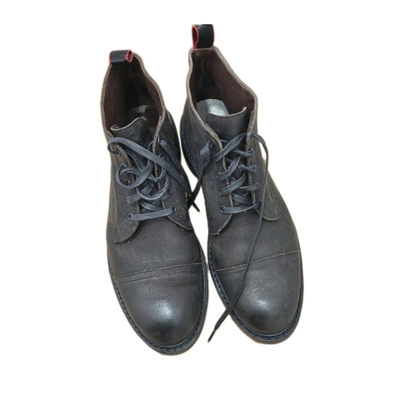 Allen Edmonds Patton Cap Toe Boot Black Leather Dainite Rubber Sole Lace UpSz12D